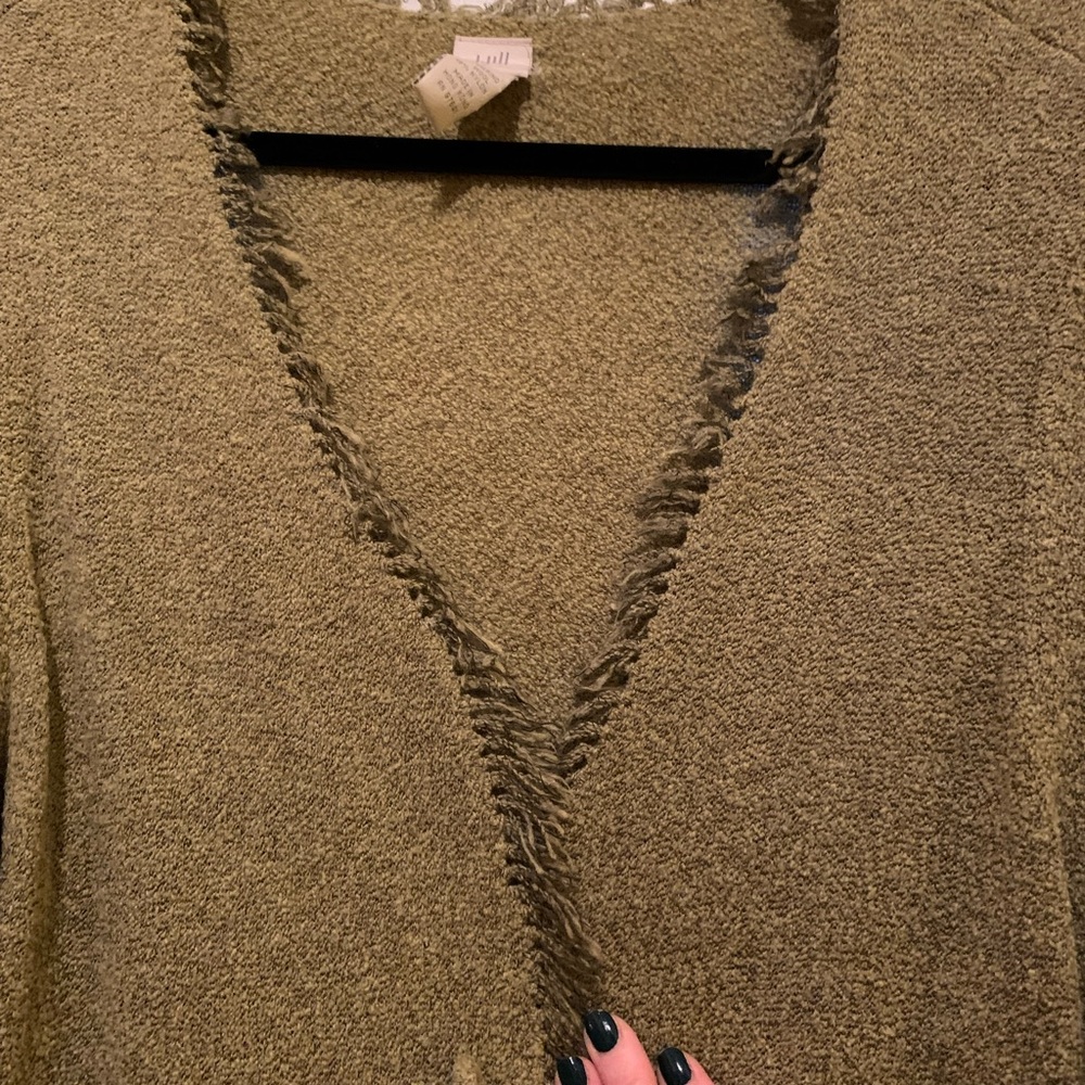Green mid thigh cardigan sweater